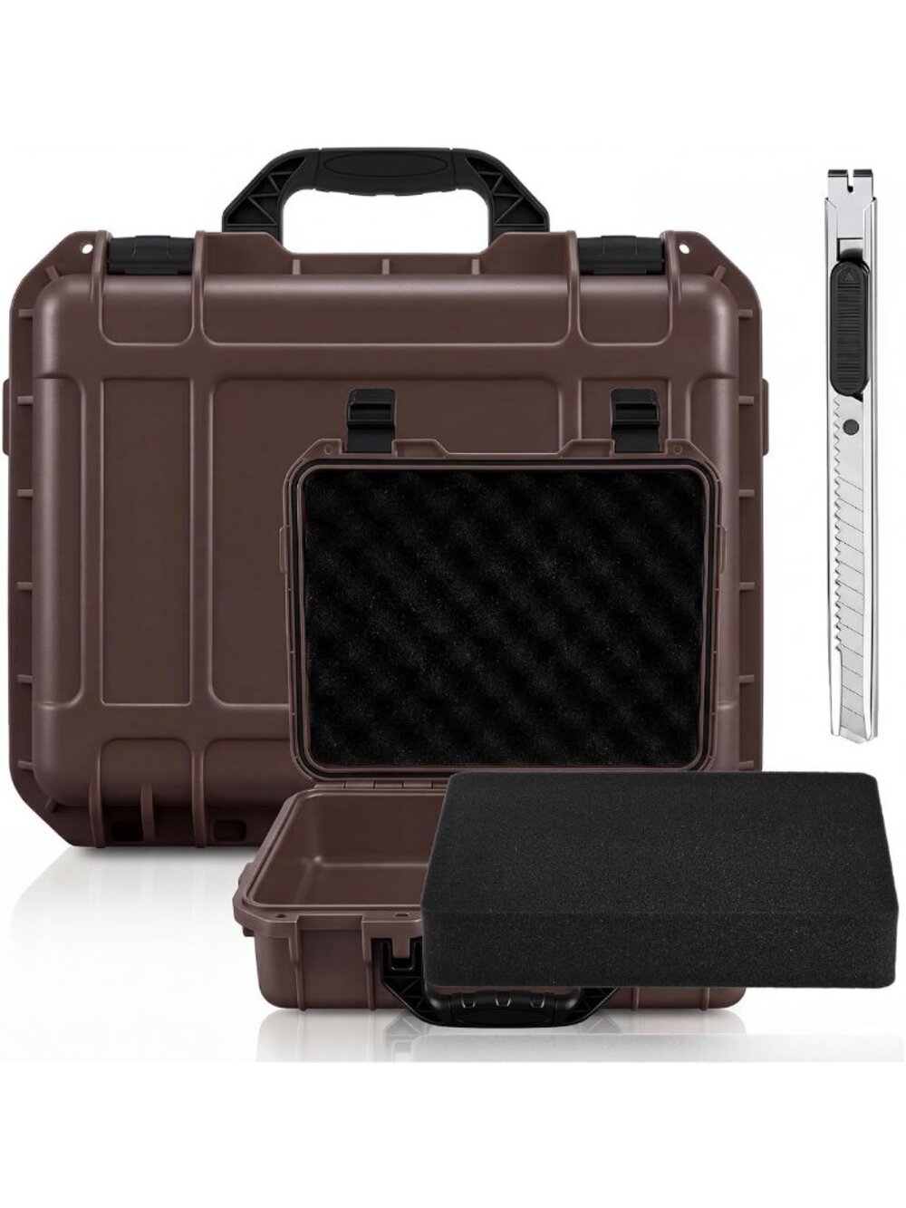 Stylish Brown Hard Case with Stripe Shell - 13.78"x11.02"x4.33" Travel Accessory